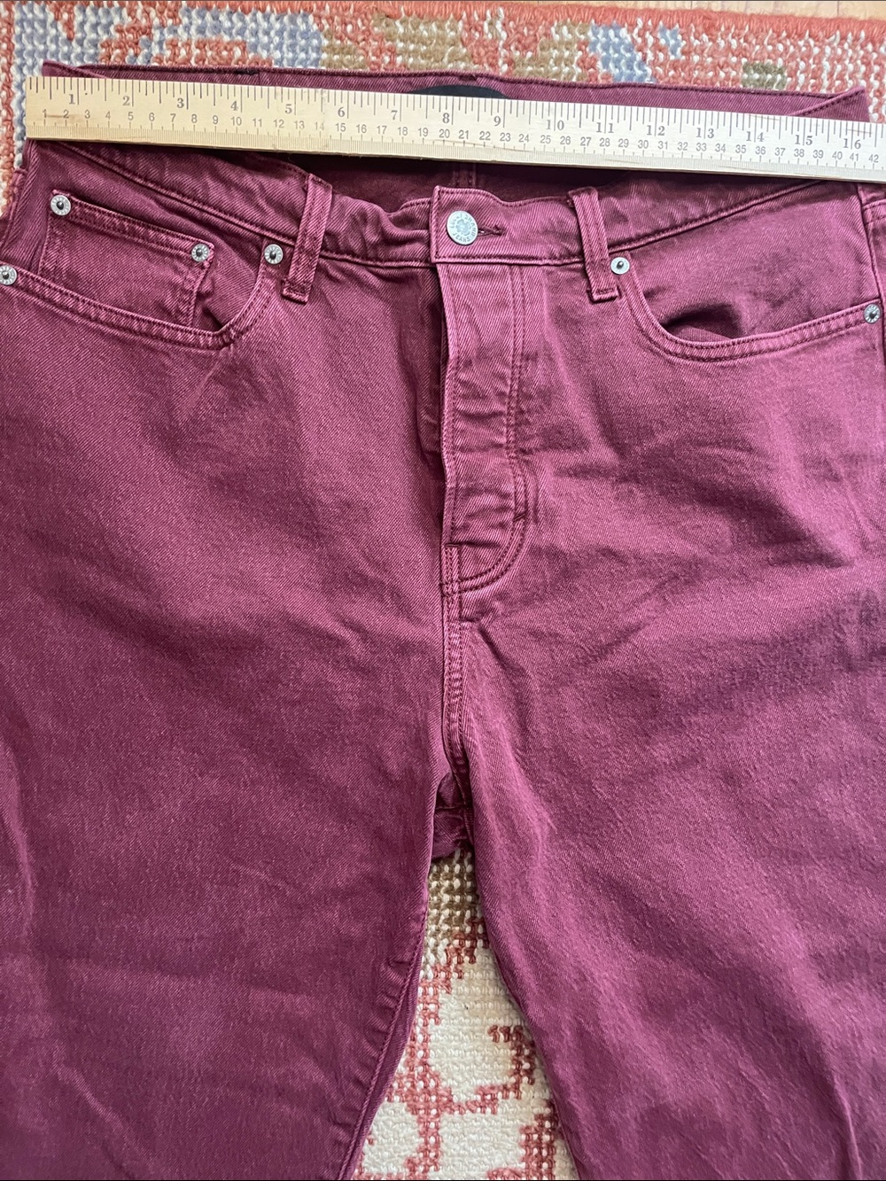 Lucky Brand Burgundy Cropped Jeans 12/31 Button Fly Straight Leg - Picture 2 of 9